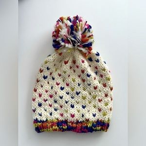 BP Nordstrom - Heart Knitted Beanie Ivory Coral Women's Hat O/S